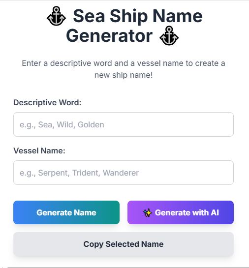 Ship name Generator
Seaship name tool